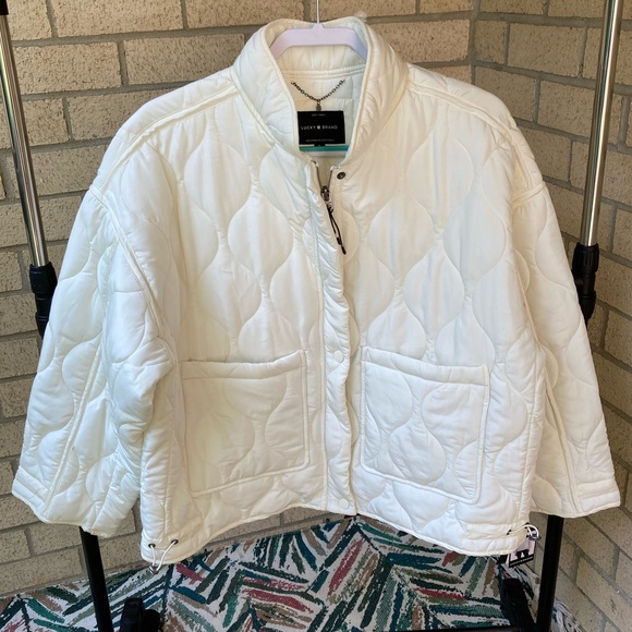 Lucky Brand White Quilted Puffer Jacket Water Resistant Jacket - Picture 16 of 17